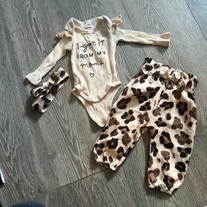 I got it from my mama ribbed onesie ruffles and cheetah pants